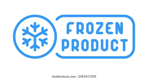Frozen product label with snowflake in circle line vector icon. Keep frozen badge. Cold temperature stamp. Cold food storage pictogram. Round button with snow symbol.