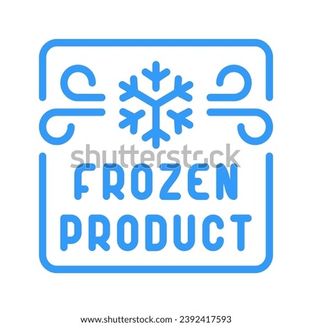Frozen product label with snowflake in frame line vector icon. Keep frozen badge. Cold temperature stamp. Cold food storage pictogram. Round button with snow symbol.