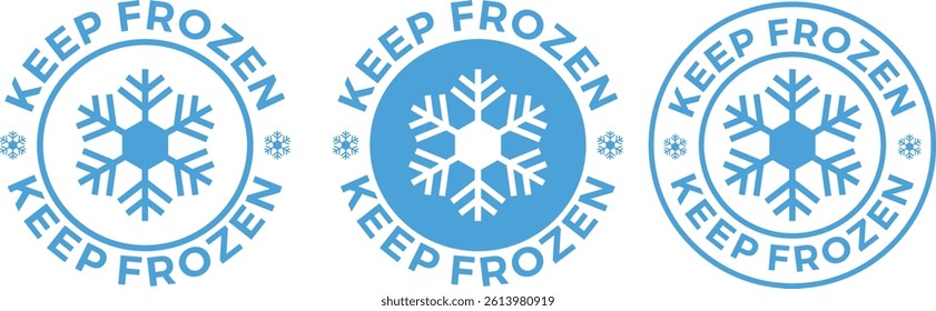 Frozen Product Label Vector with Snowflake Icon for Food Packaging and Storage