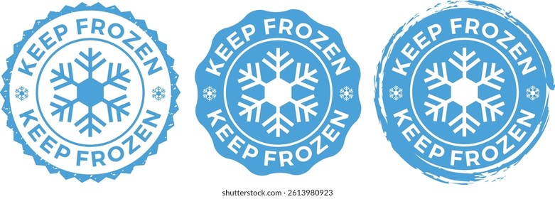 Frozen Product Label Vector with Snowflake Icon for Food Packaging and Storage
