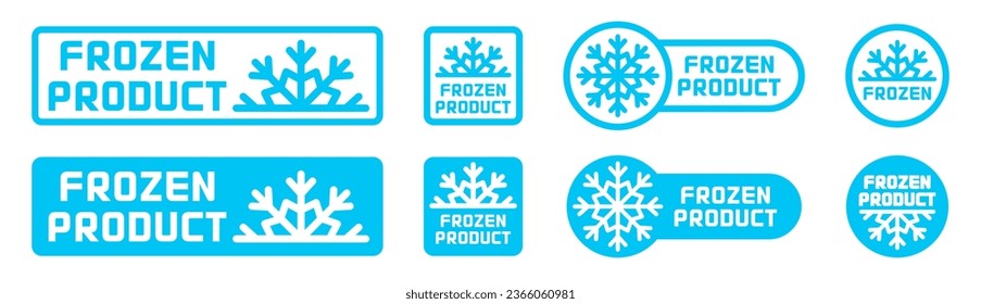 Etiquetas de productos congeladas. Conjunto de iconos congelados. Iconos vectoriales de estilo plano.