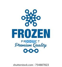 Frozen product premium quality, label for freezing with snowflake sign vector Illustration