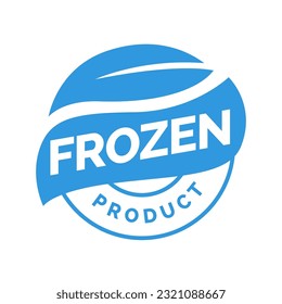 Frozen product vector food package label. Fresh frozen product, snowflake icon.