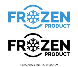 Frozen product vector food package label. Fresh frozen product, snowflake icon