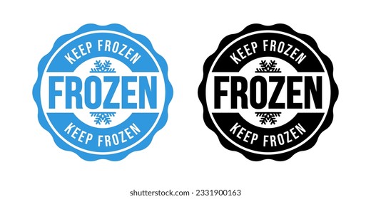 Frozen product vector food package label. Fresh frozen product, snowflake icon