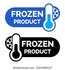 Frozen product vector food package label. Fresh frozen product, snowflake icon