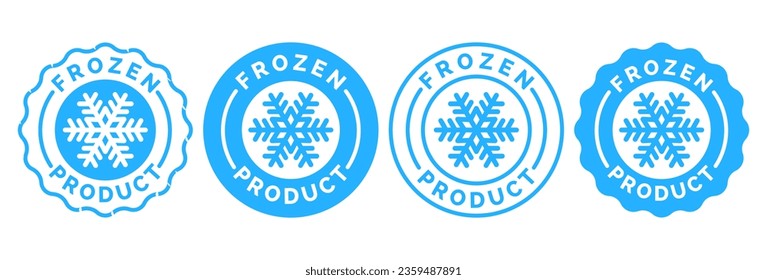 Frozen product vector food package label. Fresh frozen product, snowflake icon