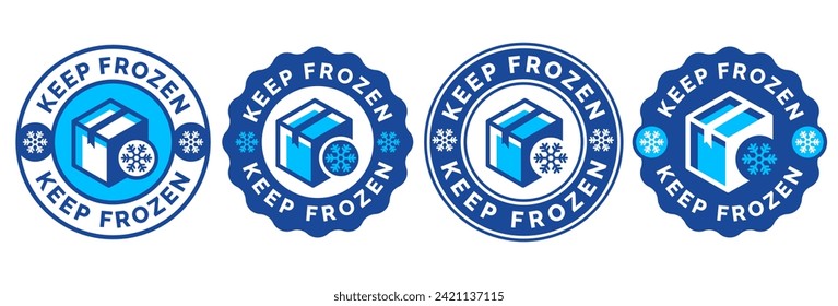Frozen product vector food package label. Fresh frozen product, snowflake icon
