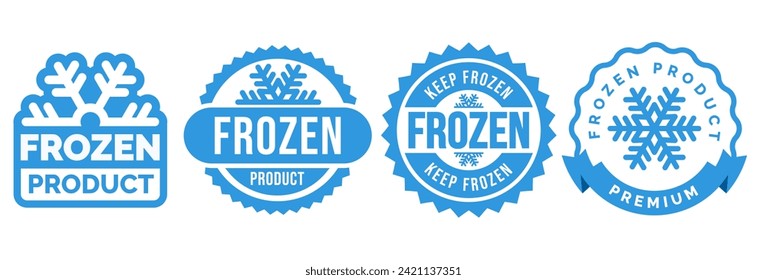 Frozen product vector food package label. Fresh frozen product, snowflake icon