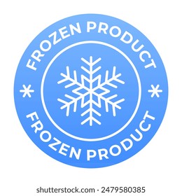 Ilustración vectorial de producto congelado. Mantenga congelado el emblema aislado. Mantenga en la etiqueta del refrigerador con diseño de copo de nieve azul.