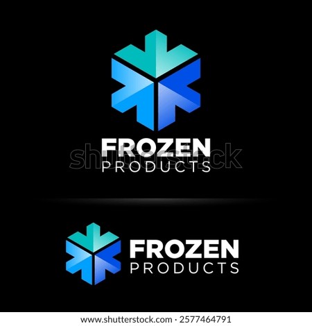 Frozen Products logo like snowflake. Logo consists of three color arrows.