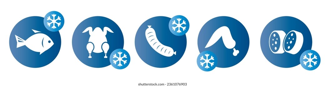 Frozen Products stickers. Labels for frozen food packaging.