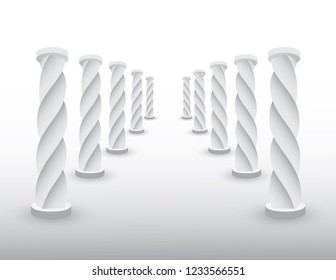 Frozen road with white ice columns or pillars to show destination for success if life and business vector illustration