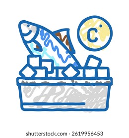frozen seafood doodle icon sketch vector. frozen seafood sign. isolated symbol illustration