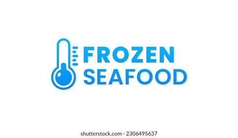 Frozen seafood label or Frozen seafood icon vector isolated in flat style. Best Frozen seafood label for product packaging design element. Frozen seafood icon for packaging design element.