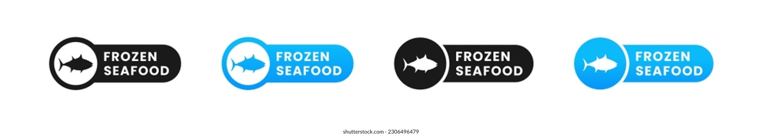 Frozen seafood label or Frozen seafood sign vector isolated in flat style. Best Frozen seafood label for product packaging design element. Simple Frozen seafood sign for packaging design element.
