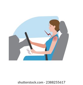 Frozen shoulder, shoulder arthritis.Woman with shoulder pain when driving