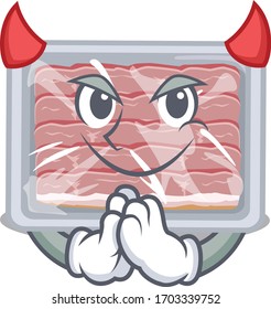 Frozen smoked bacon dressed as devil cartoon character design style