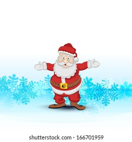 frozen snowflake background and happy Santa Claus vector illustration 