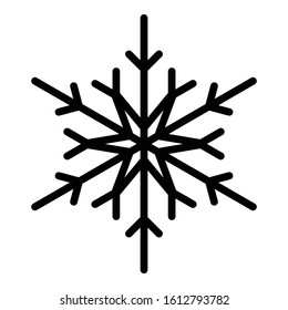 Frozen snowflake icon. Outline frozen snowflake vector icon for web design isolated on white background