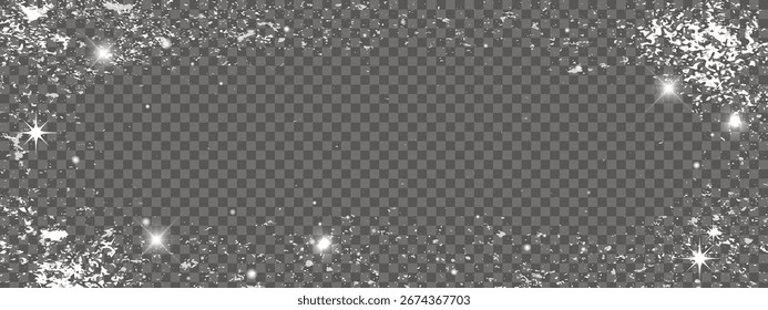 Frozen sparkle frame. Sparkling ice crystal borders with frosty glass effects for holiday