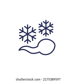 icono de línea de esperma o criopreservación congelada