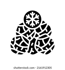 vector de icono de glifo espinaca congelada. signo de espinacas congeladas. símbolo de contorno aislado ilustración negra