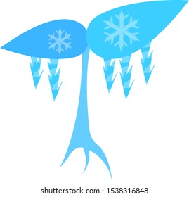 frozen sprout with icicles and patterns in the form of snowflakes on leaves concept of winter and agriculture object on a white background