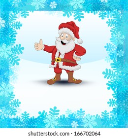 frozen square frame with snowflakes and Santa Claus vector illustration 