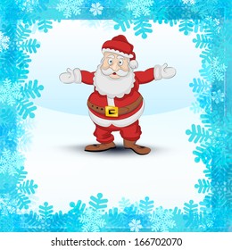 frozen square with snowflakes and Santa Claus vector illustration 