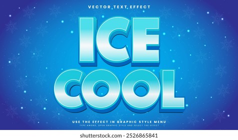 Estilo congelado Ice cool efeito de texto editável Modelo com fundo nevado