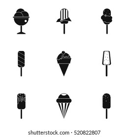 Frozen sweets icons set. Simple illustration of 9 frozen sweets vector icons for web