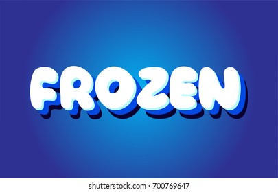 frozen text 3d blue letters logo postcard banner concept vector creative company icon design template modern white