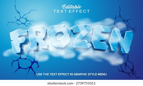 frozen text effect 3d style vector editable