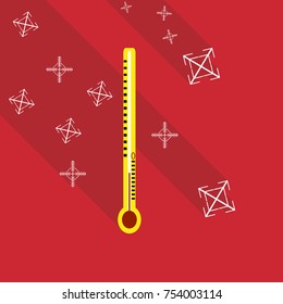Frozen thermometer on a blue background