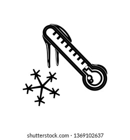 frozen thermometer sign icon. Element of Weather for mobile concept and web apps icon. Outline, thin line icon for website design and development, app development