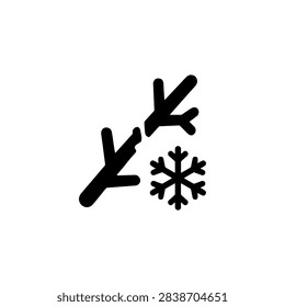 Frozen Tree Branch with Snowflake Solid Icon