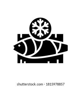 frozen tuna glyph icon vector. frozen tuna sign. isolated contour symbol black illustration