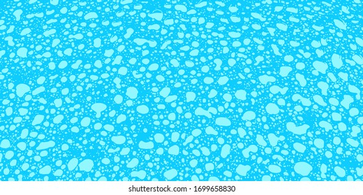 Frozen turquoise water drops on light blue background. Abstract design.