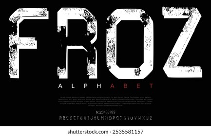 Frozen vector font alphabet with numbers