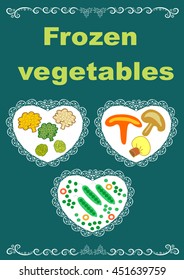 Frozen vegetables packaging original design vector illustration  