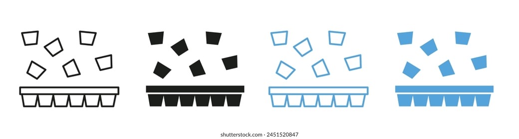 Frozen Water Ice Cube Tray Icon for Refreshment and Beverage Cooling