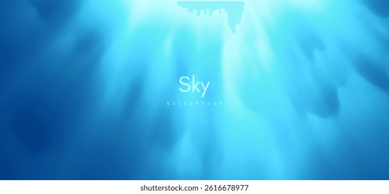 Frozen water. Transparent column of ice going into the depths. Natural background with blur effect. Vector illustration for banner, flyer, brochure, booklet, presentation or website.