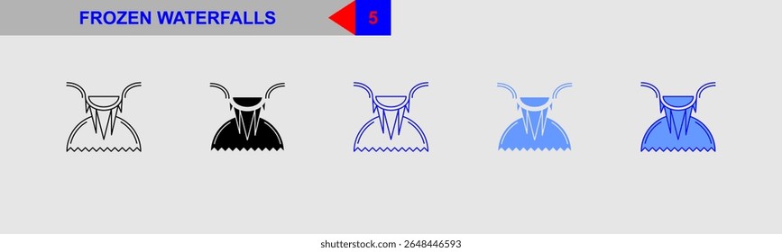 Conjunto de Ícones de inverno de Cachoeiras Congeladas