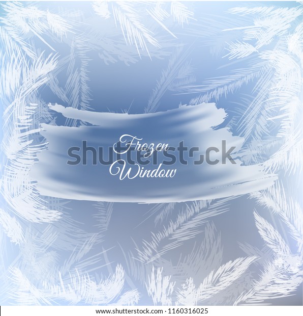 青の背景に凍った窓 緑 霜 氷のテクスチャーのあるベクター画像の背景 のベクター画像素材 ロイヤリティフリー