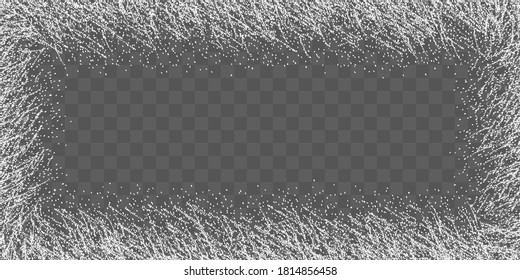 Landschaftsrahmen aus gefrorenem Fenster. Rundtes Frostglas-Eis. Regen Sie auf ein Fenster. Vektorgrafik
