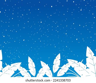 Frozen winter forest with snow covered trees