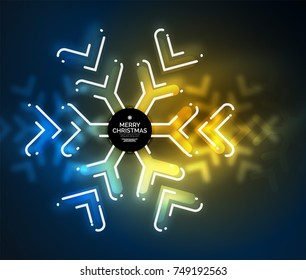 Frozen winter holiday background, Christmas snowflakes, New Year 2018 seasonal abstract background, blue and yellow colors