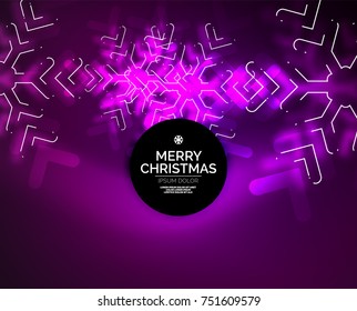 Frozen winter holiday background, Christmas snowflakes, New Year 2018 seasonal abstract background, purple color