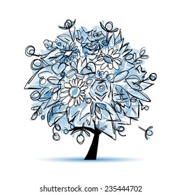 Frozen winter tree floral for your design, vector illustration